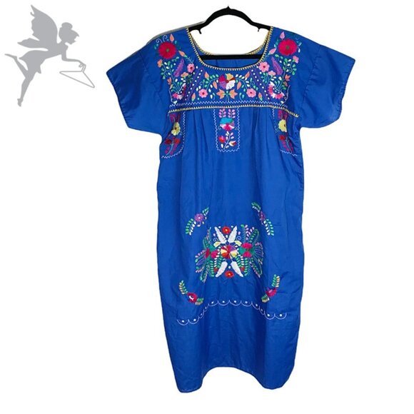 VINTAGE FRIDA KAHLO MEXICAN Maxi Mumu - Picture 1 of 5